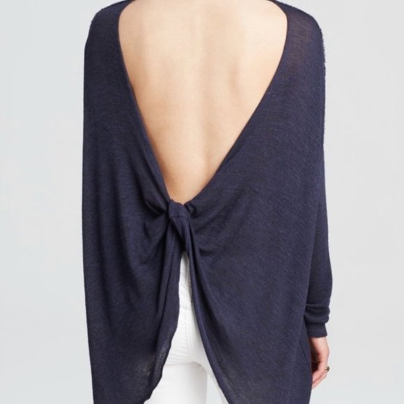 Free People Blue Open Back Over Sized Sweater - Picture 4 of 5